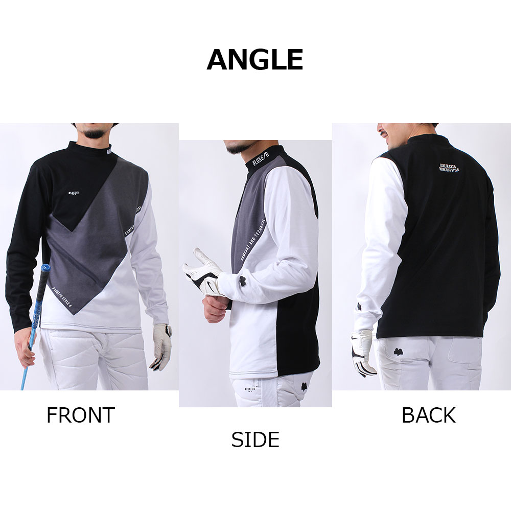 【MENS】LUXE/R GOLF スムース切替デザインモックネックカットソー