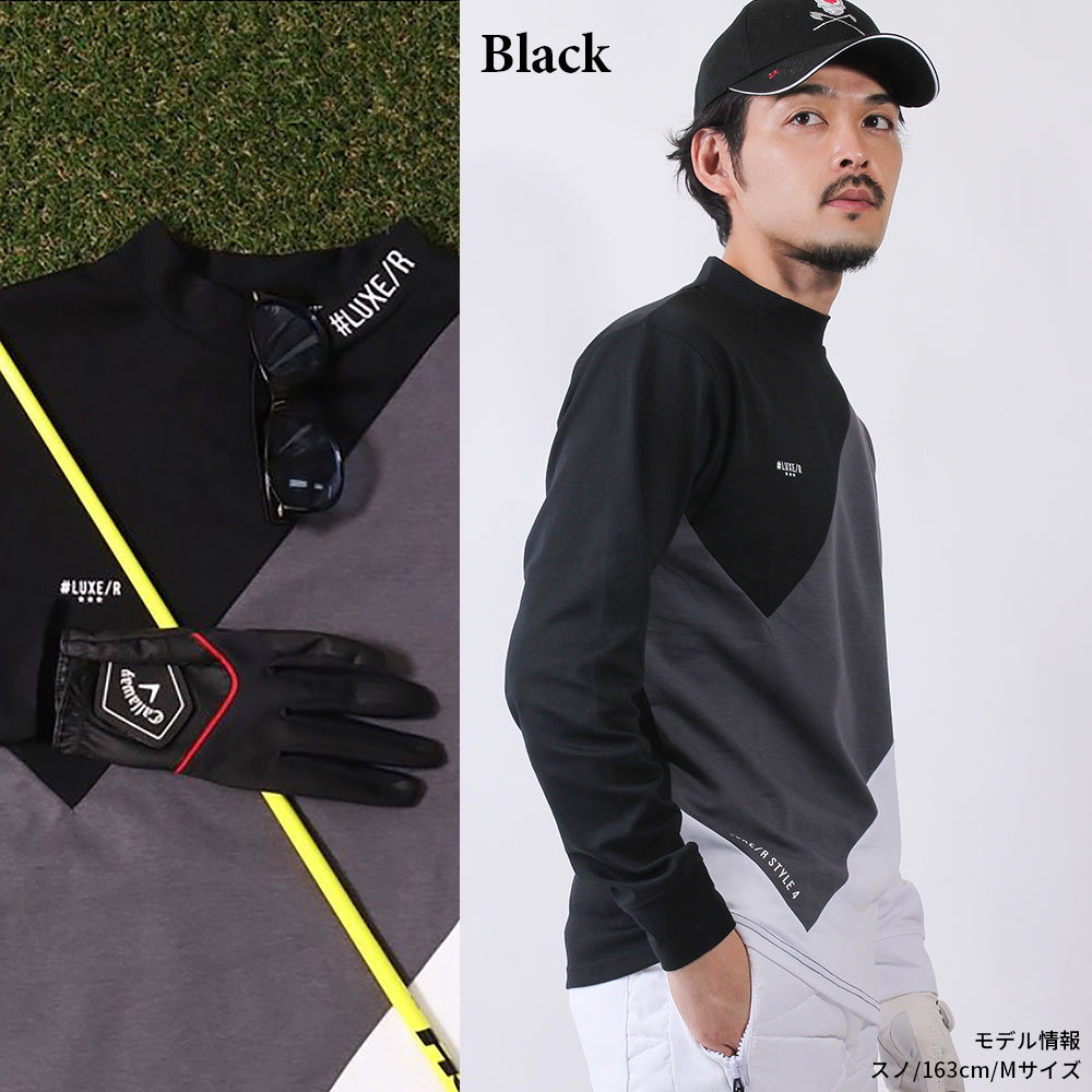【MENS】LUXE/R GOLF スムース切替デザインモックネックカットソー