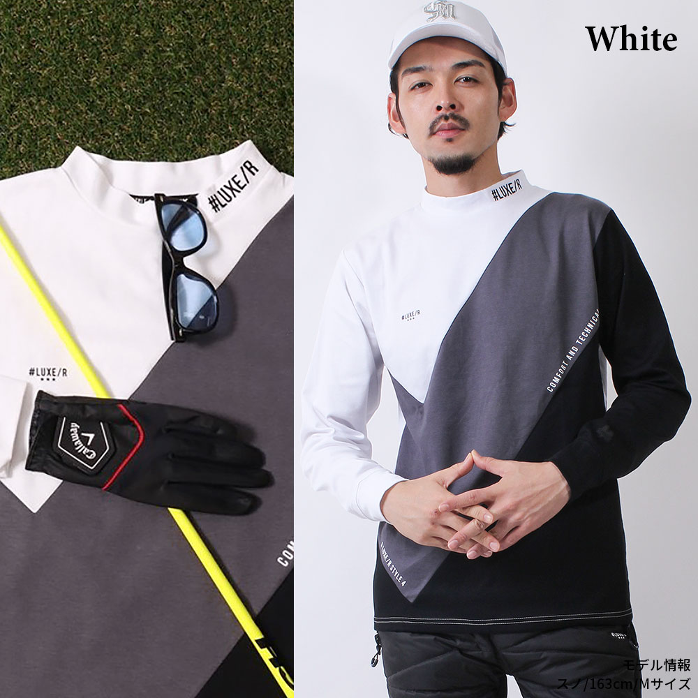 【MENS】LUXE/R GOLF スムース切替デザインモックネックカットソー