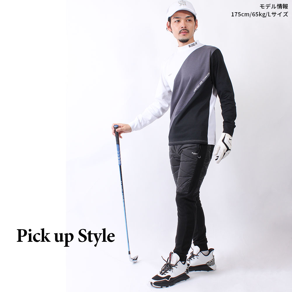 【MENS】LUXE/R GOLF スムース切替デザインモックネックカットソー