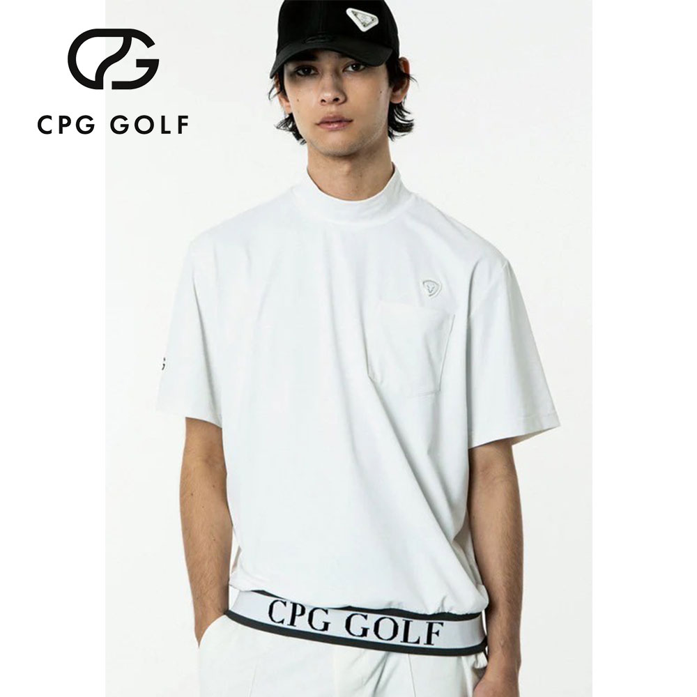 裾JQテープ付きモックネックSS　WHITE【CPG GOLF】