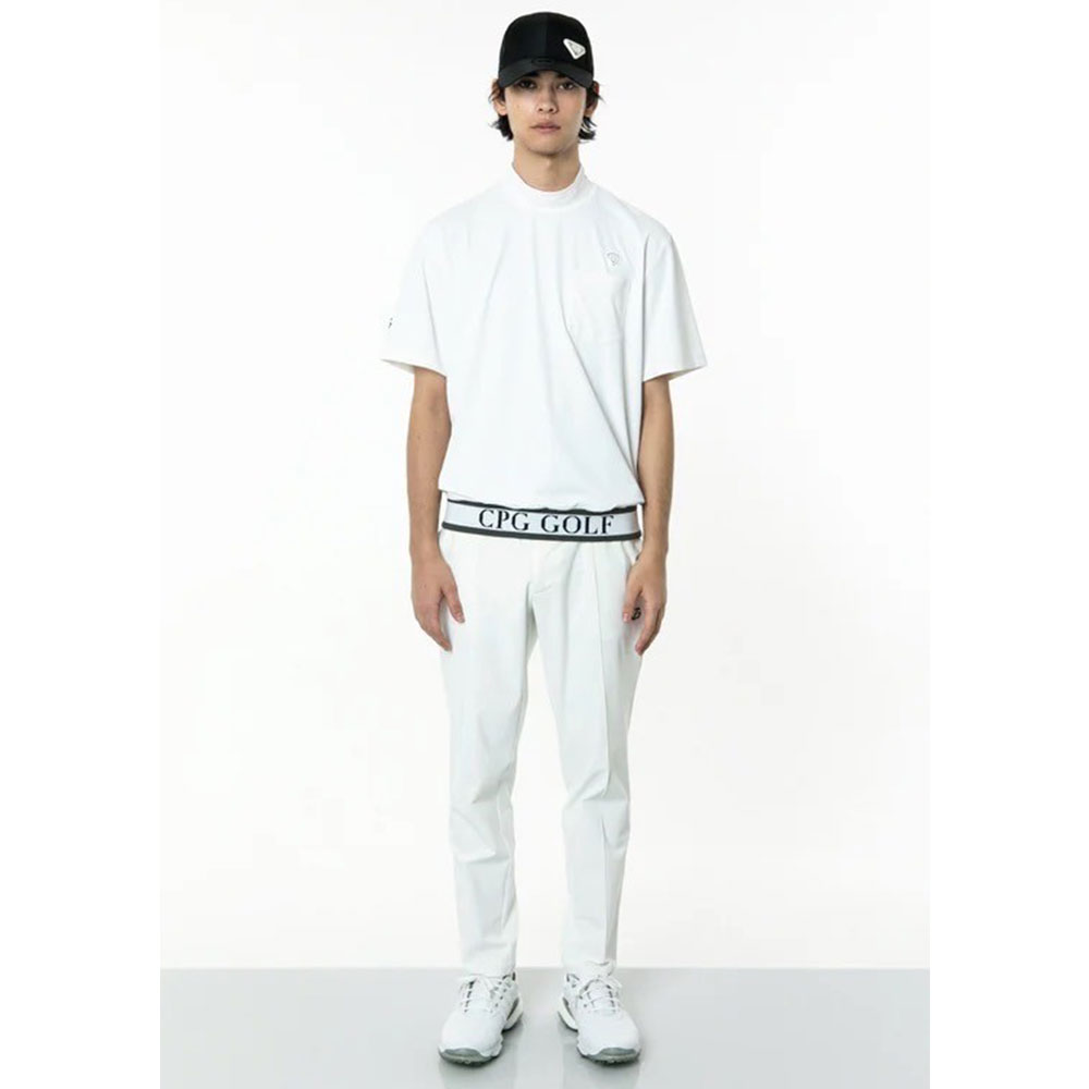 裾JQテープ付きモックネックSS　WHITE【CPG GOLF】