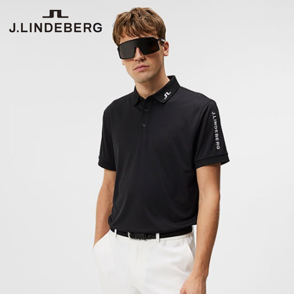 【Lサイズ】J.LINDEBERG メンズ ポロシャツ　ブラック J.LINDEBERG ポロシャツ 「J.LINDEBERG/GOLF」シリコンブリッジ