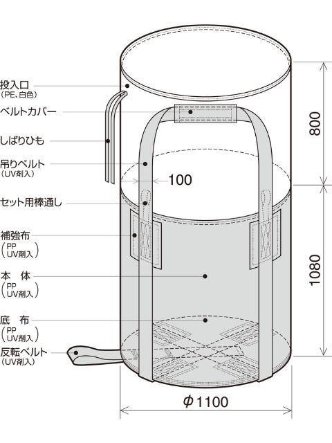 耐候性コンテナバッグ KR-2-B ブラック （10枚入り） | 現場用品 