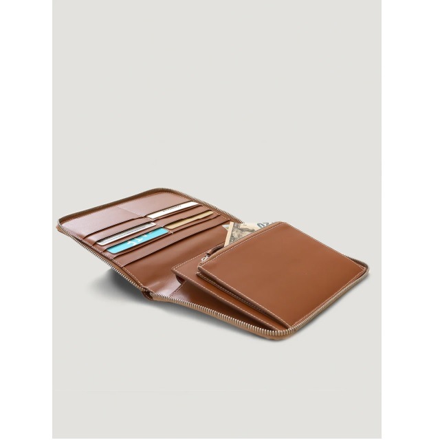 ZIP AROUND TRAVEL WALLET TAN