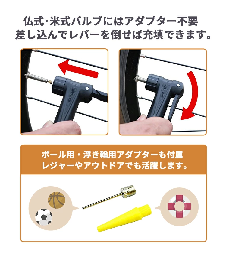 パナレーサー アルミ製フロアポンプ 仏式 米式 英式(バルブクリップ