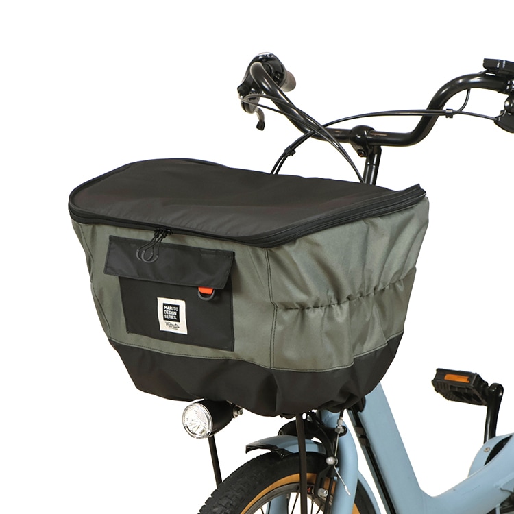 中型自転車用ブラウンかご 取り外しフタ付き MARUTO 2段式厚手前カゴカバーD-2F-600【自転車用チャイルドシート