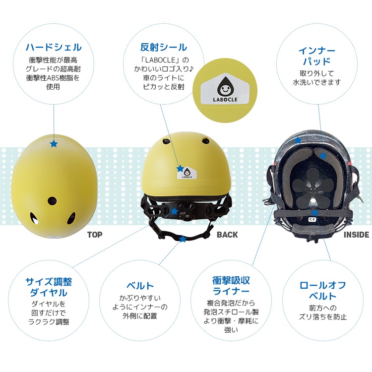 自転車 ヘルメット キッズ用 CE規格 全8色 49-54cm 日本製 LABOCLE