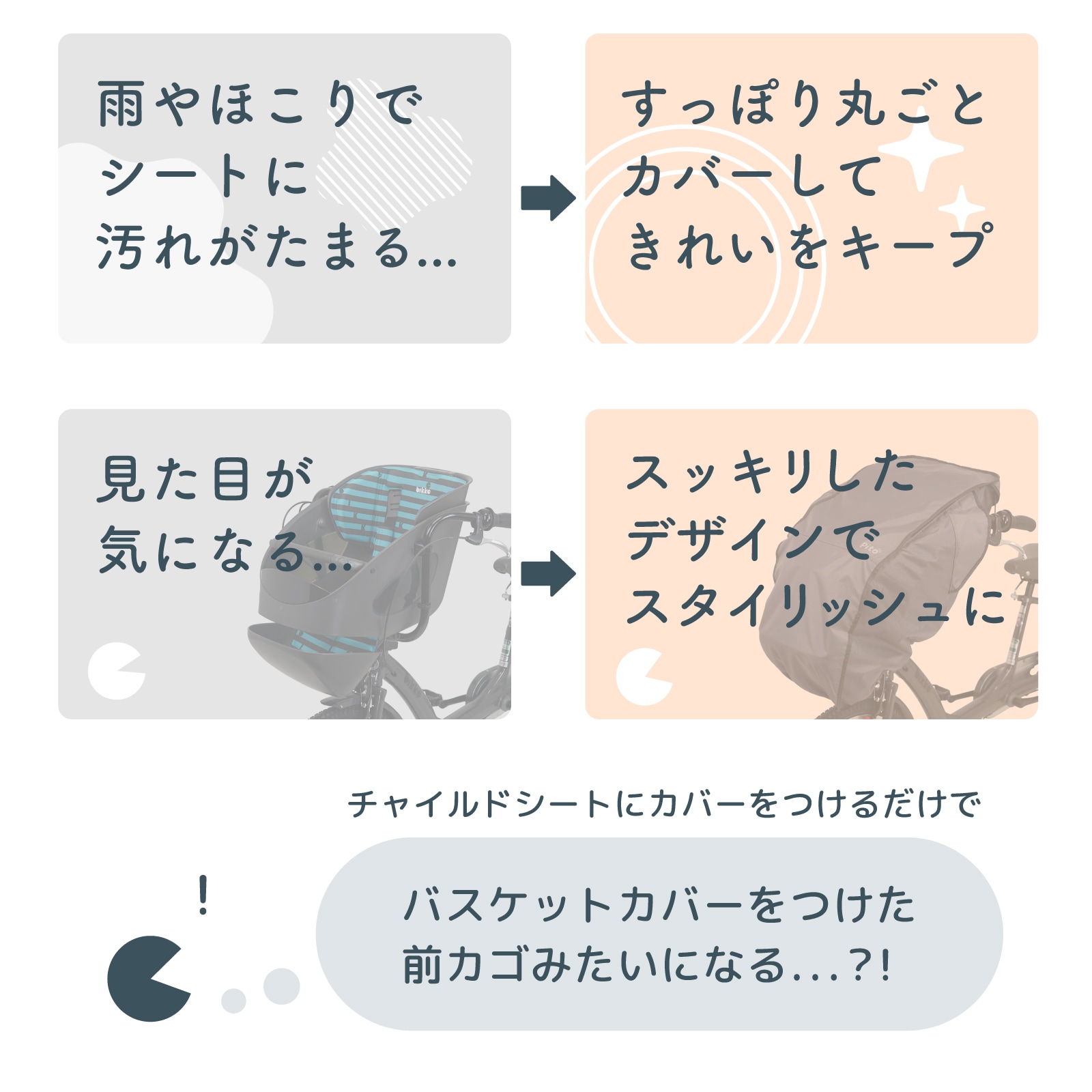 自転車 子供乗せ カゴカバー チャイルドシート 一体型シート 荷物
