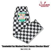 եѥ Chef Pants Semiwide11oz Washed Duck Canvas Checker Black