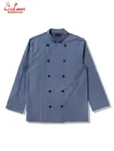 �����ե����� Chef Coat Long Sleeve Vented Chambray Blue