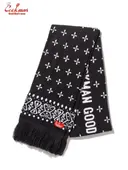 �������� Knitted Scarf Bandanna Cross Black