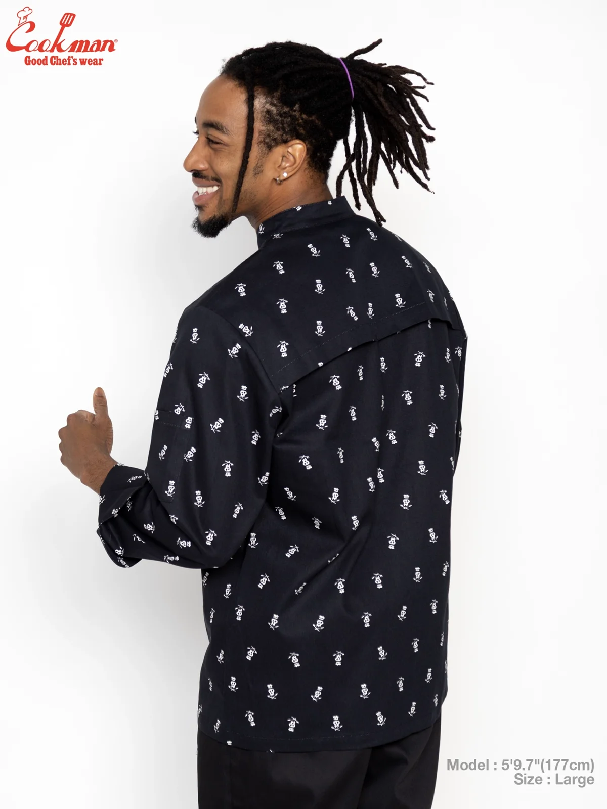 �����ե����� Chef Coat Long Sleeve Vented Skull Black