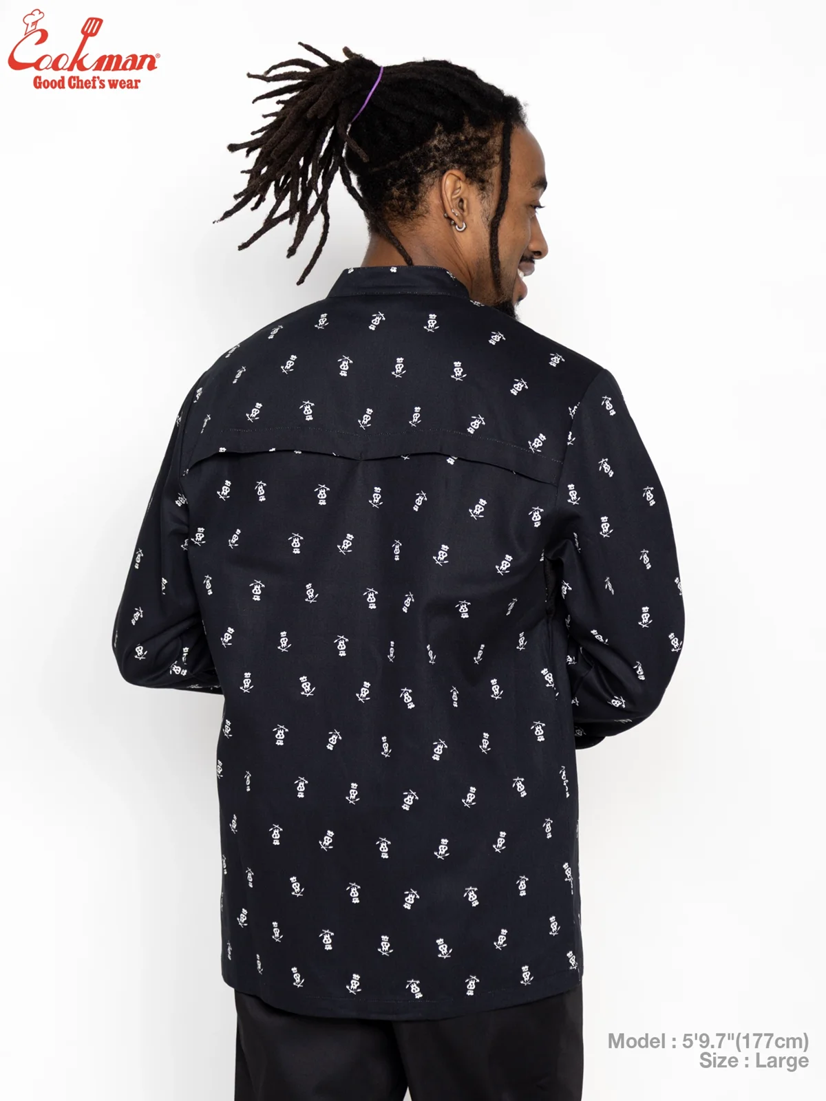 �����ե����� Chef Coat Long Sleeve Vented Skull Black