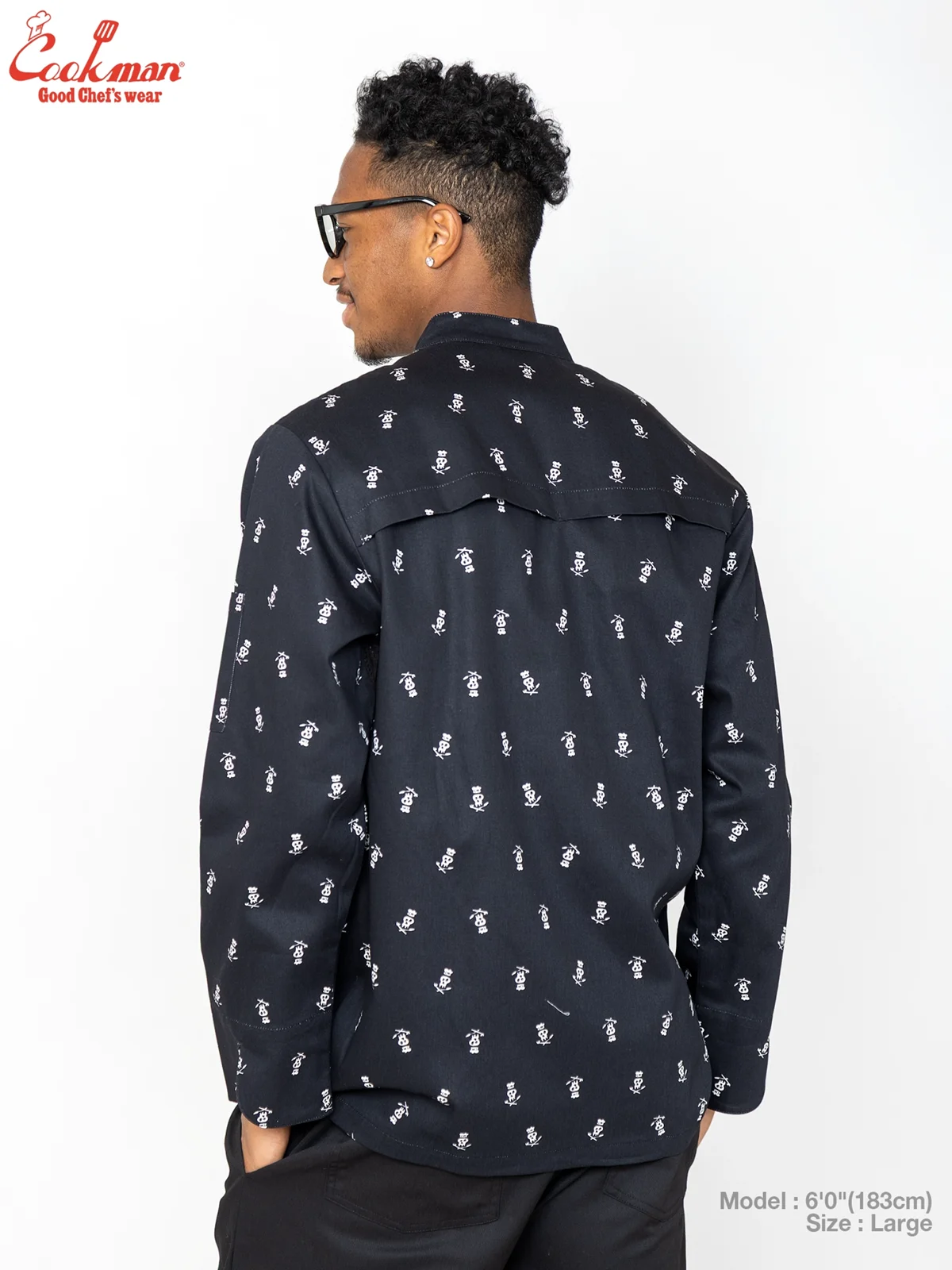 �����ե����� Chef Coat Long Sleeve Vented Skull Black