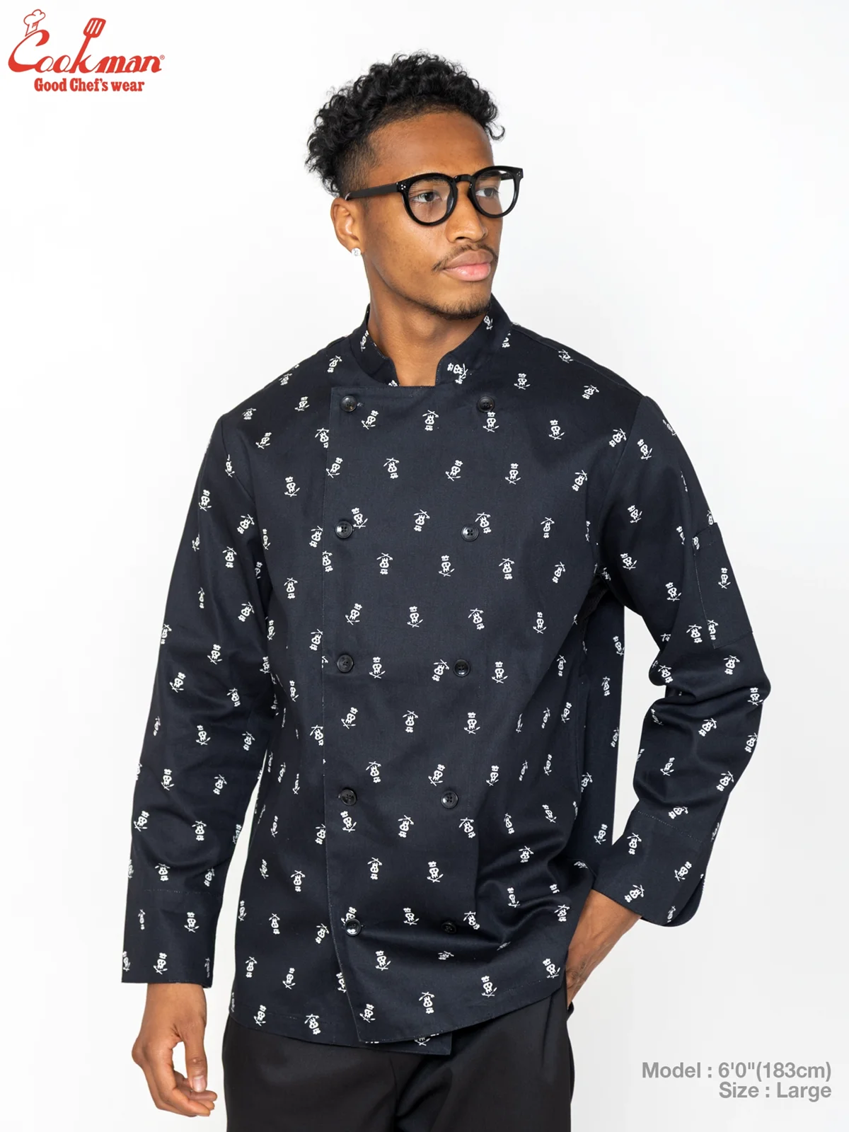 �����ե����� Chef Coat Long Sleeve Vented Skull Black