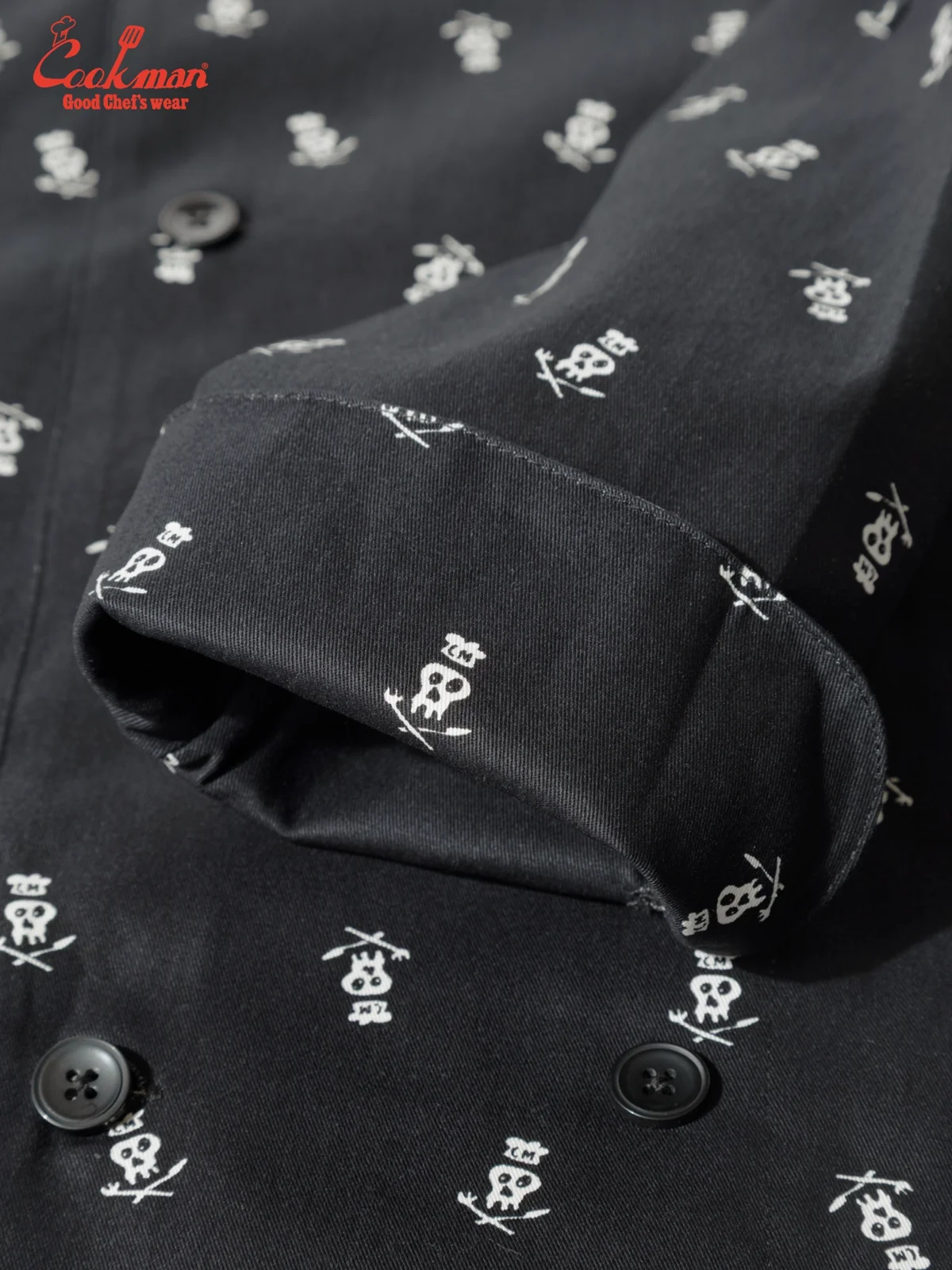 �����ե����� Chef Coat Long Sleeve Vented Skull Black