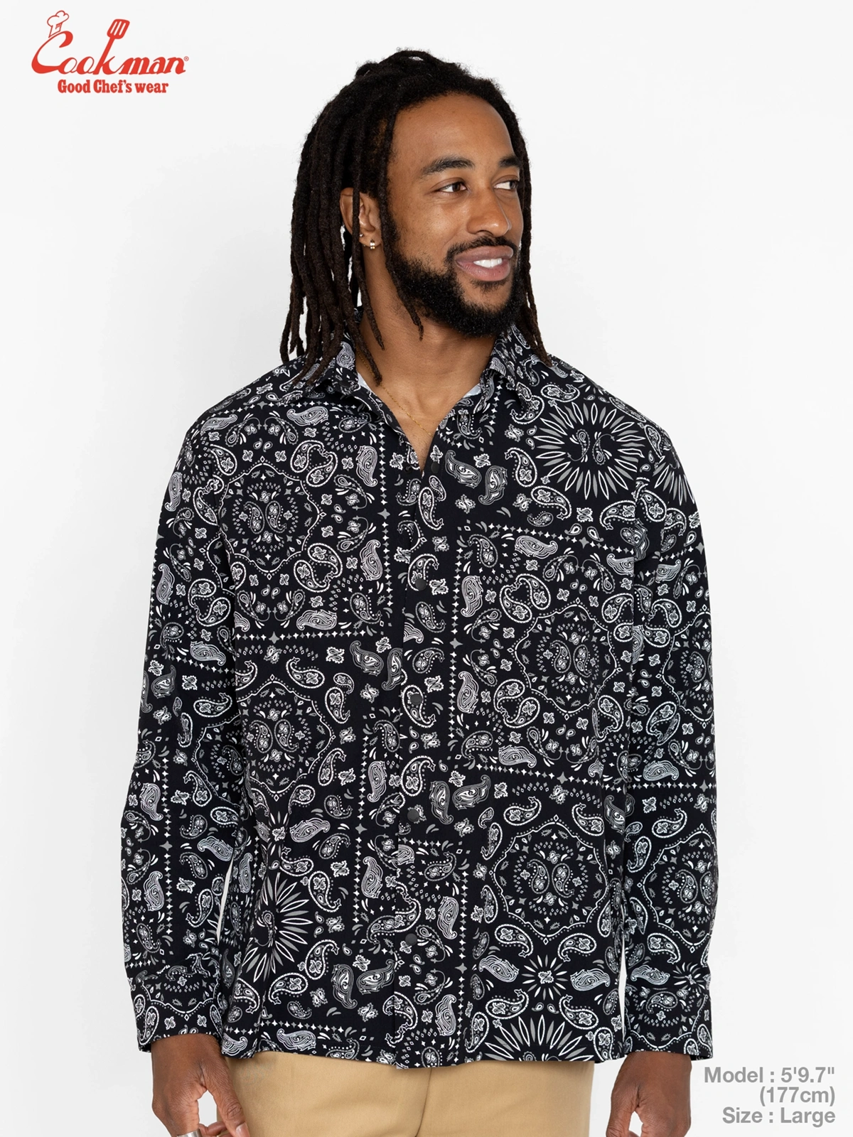 �������� Work Shirts Long Sleeve Paisley Black