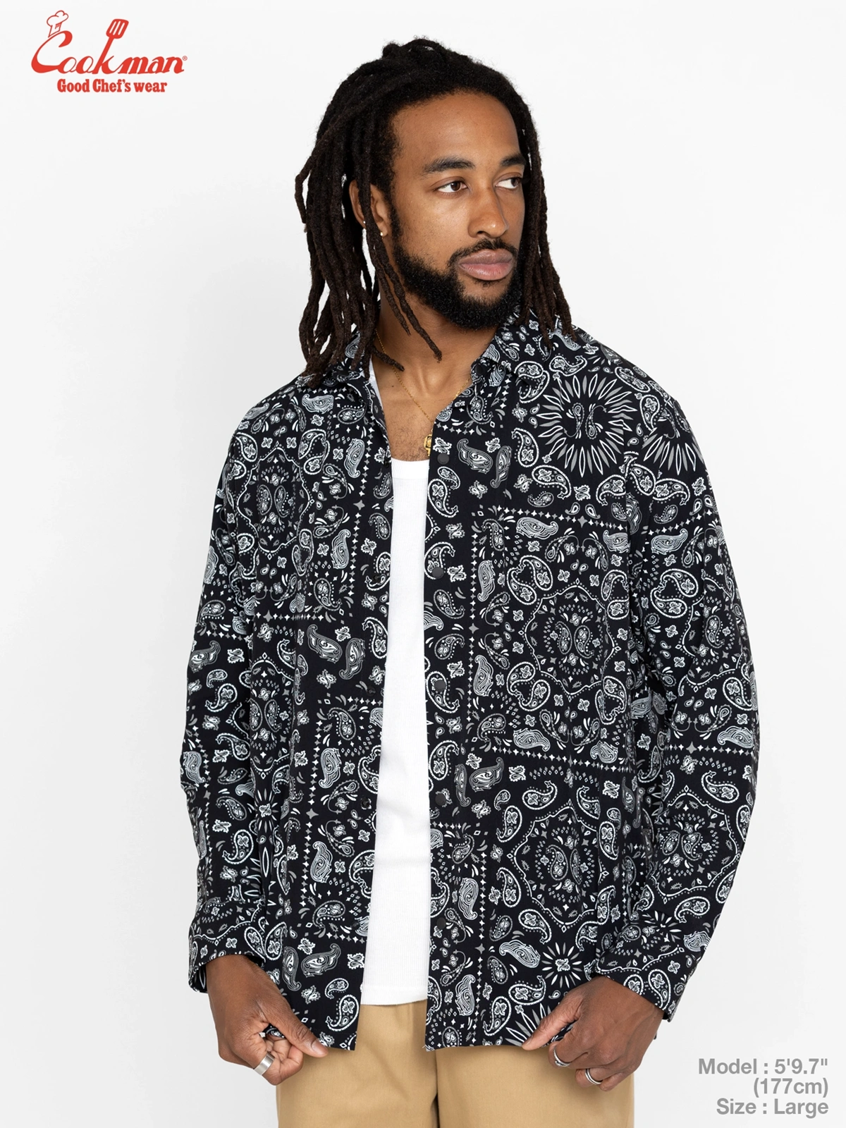 �������� Work Shirts Long Sleeve Paisley Black