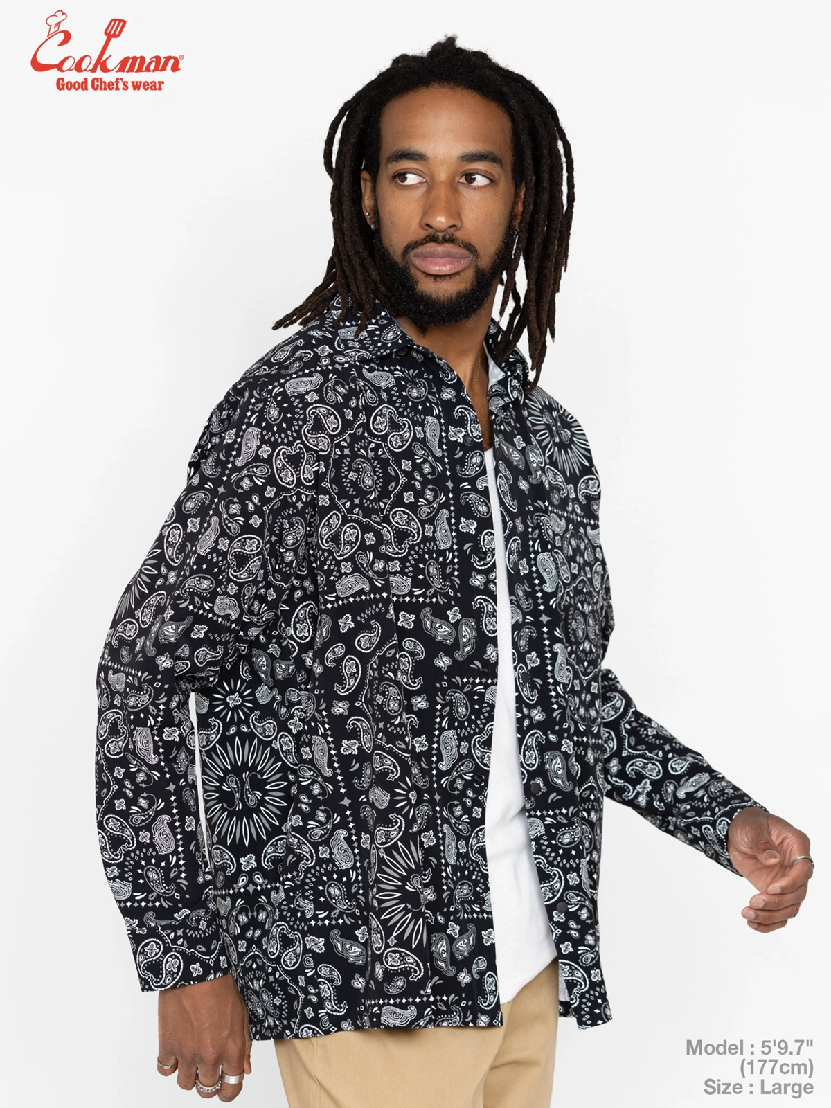 �������� Work Shirts Long Sleeve Paisley Black