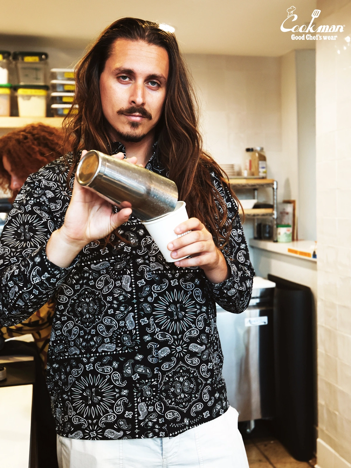 �������� Work Shirts Long Sleeve Paisley Black