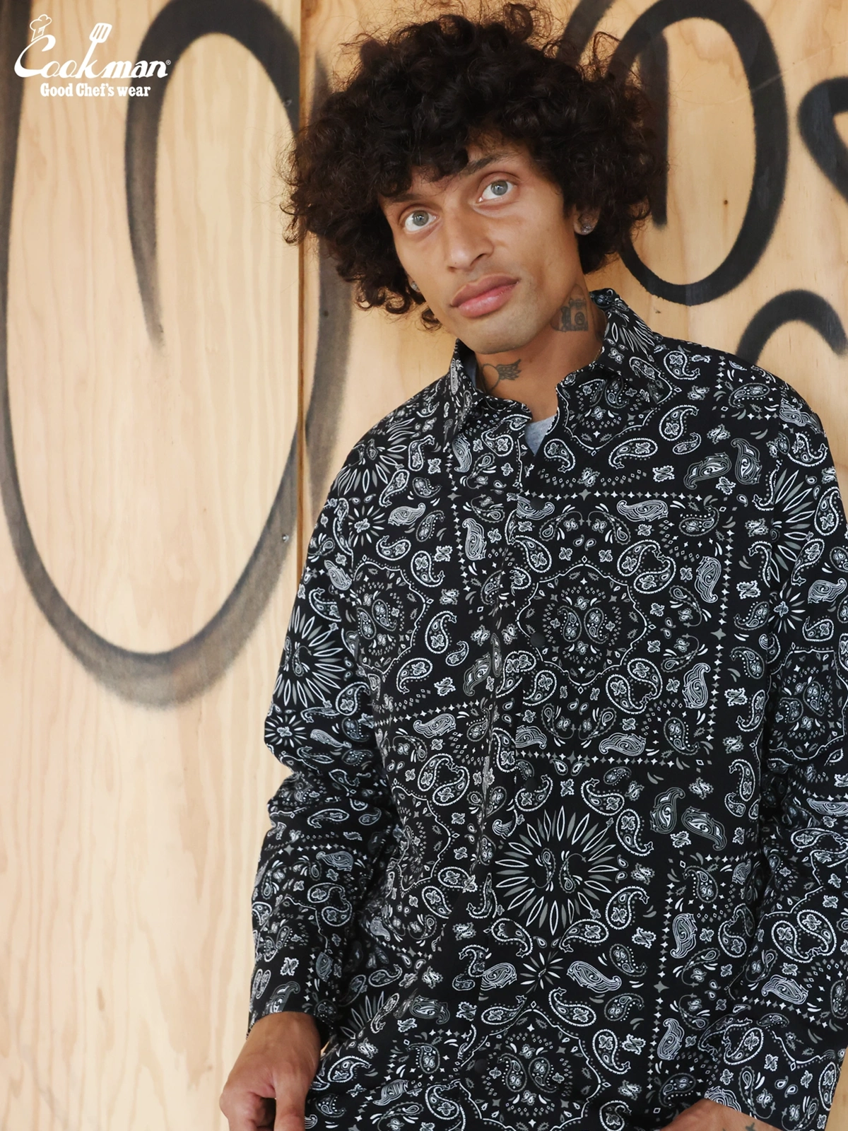 �������� Work Shirts Long Sleeve Paisley Black