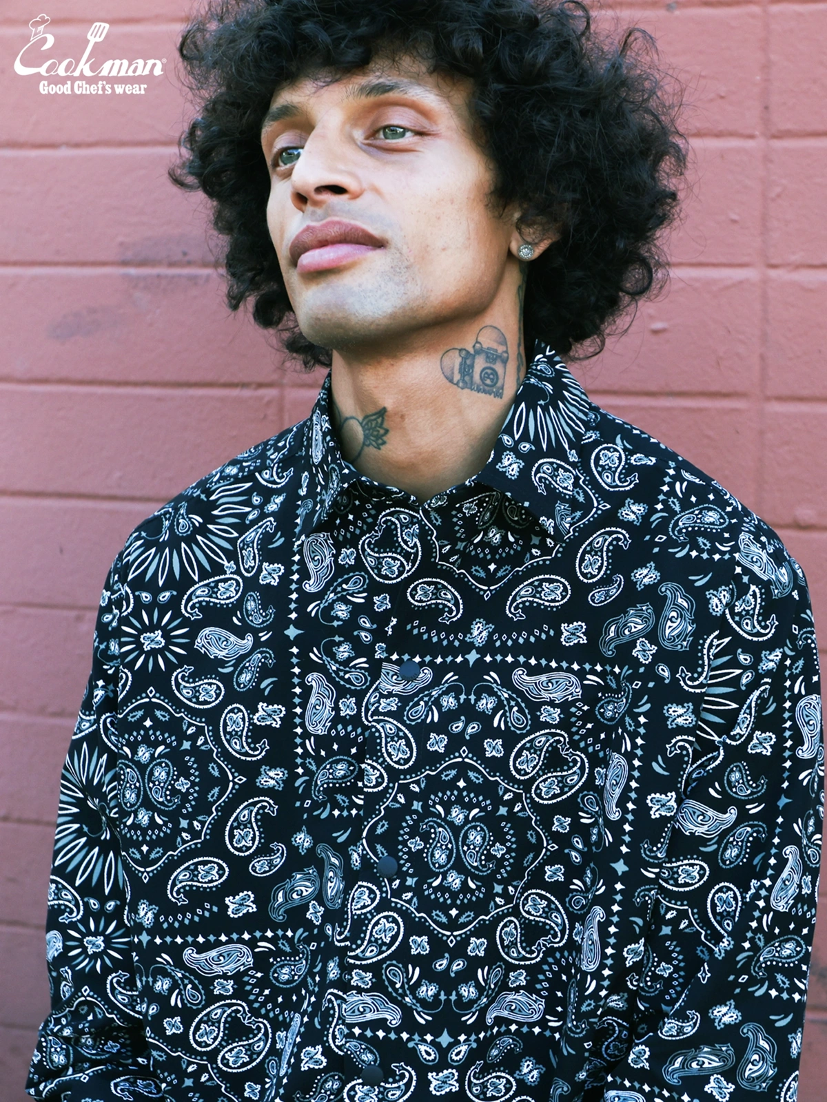 �������� Work Shirts Long Sleeve Paisley Black