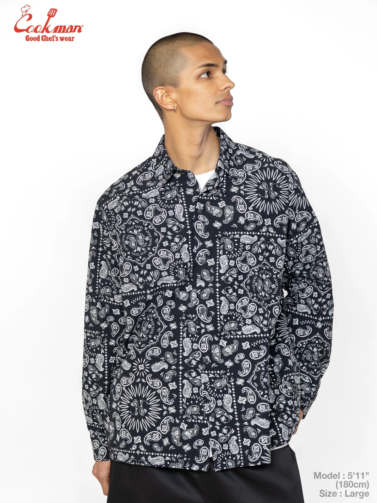 �������� Work Shirts Long Sleeve Paisley Black