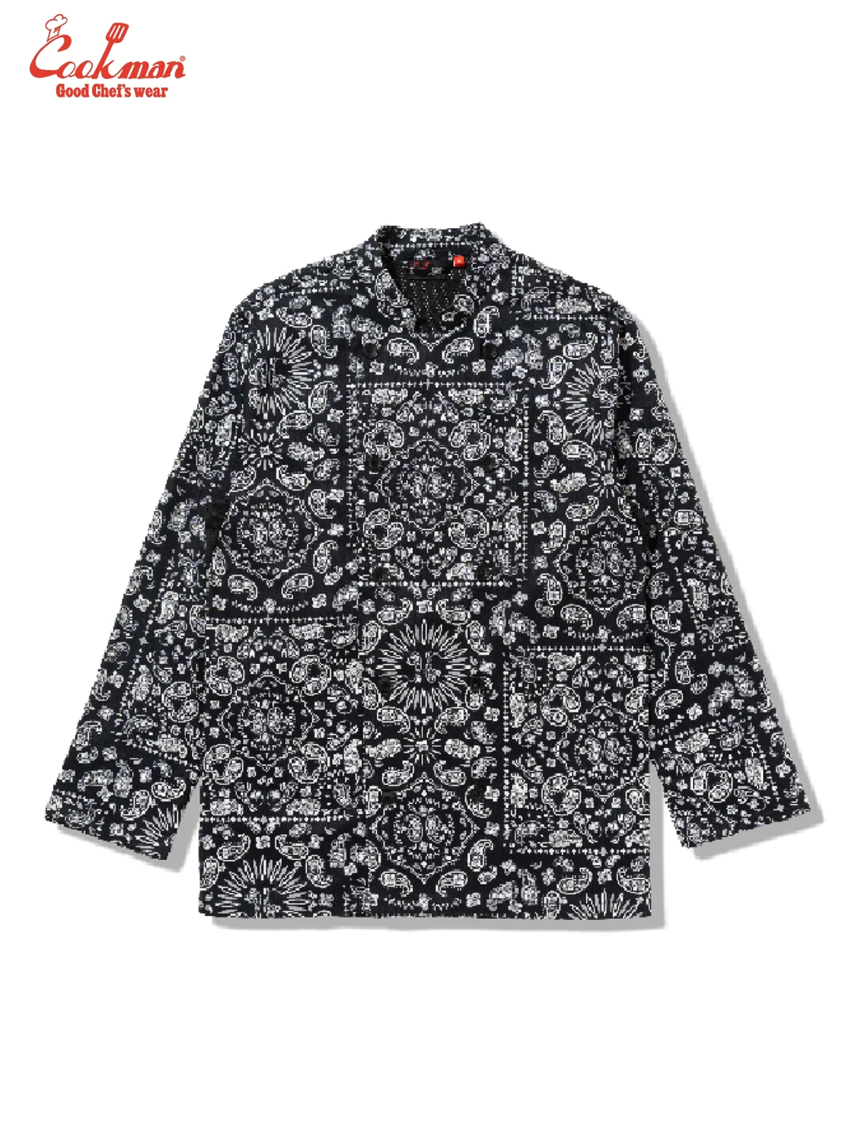 �����ե����� Chef Coat Long Sleeve Vented Paisley Black