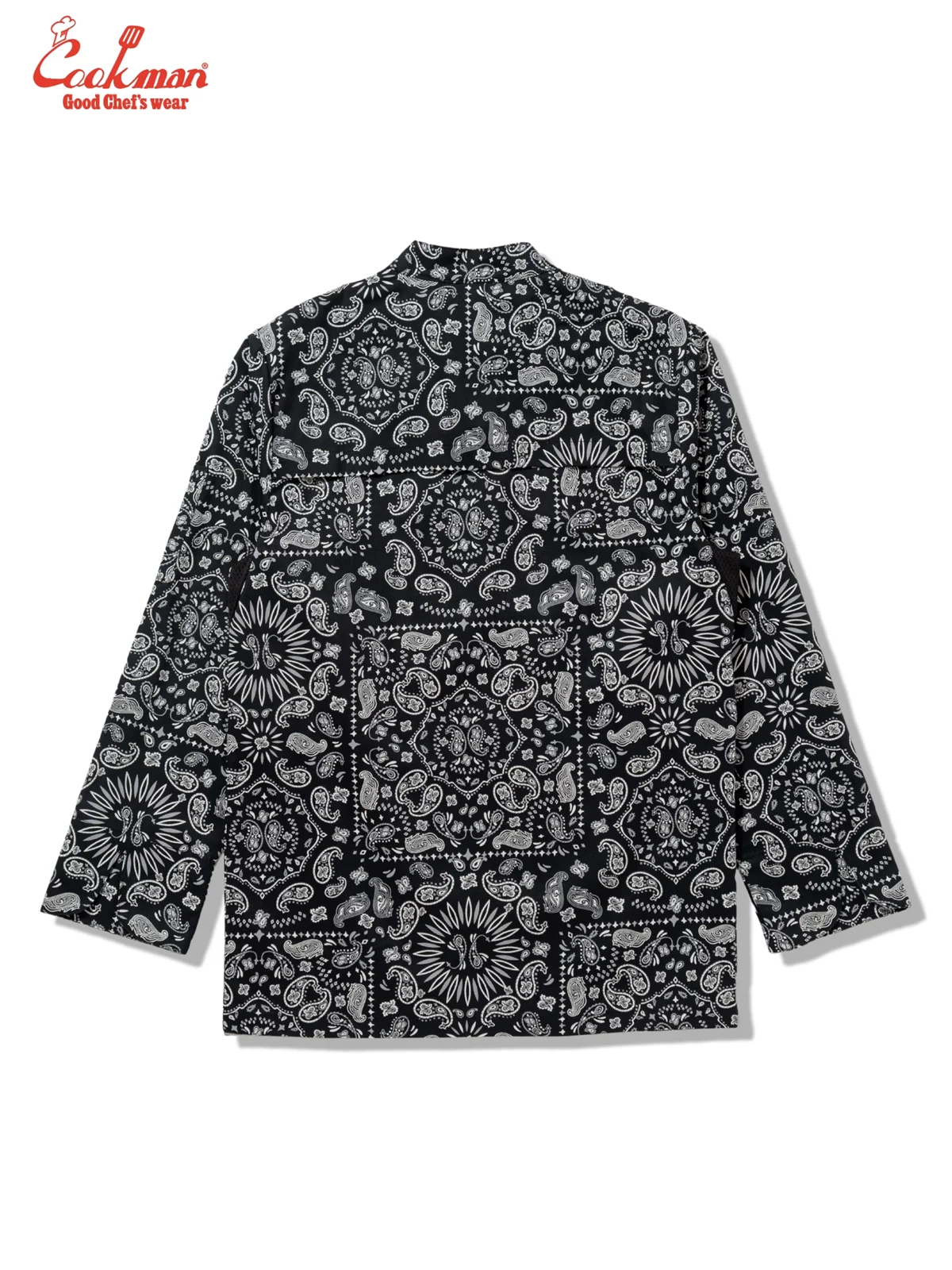 �����ե����� Chef Coat Long Sleeve Vented Paisley Black
