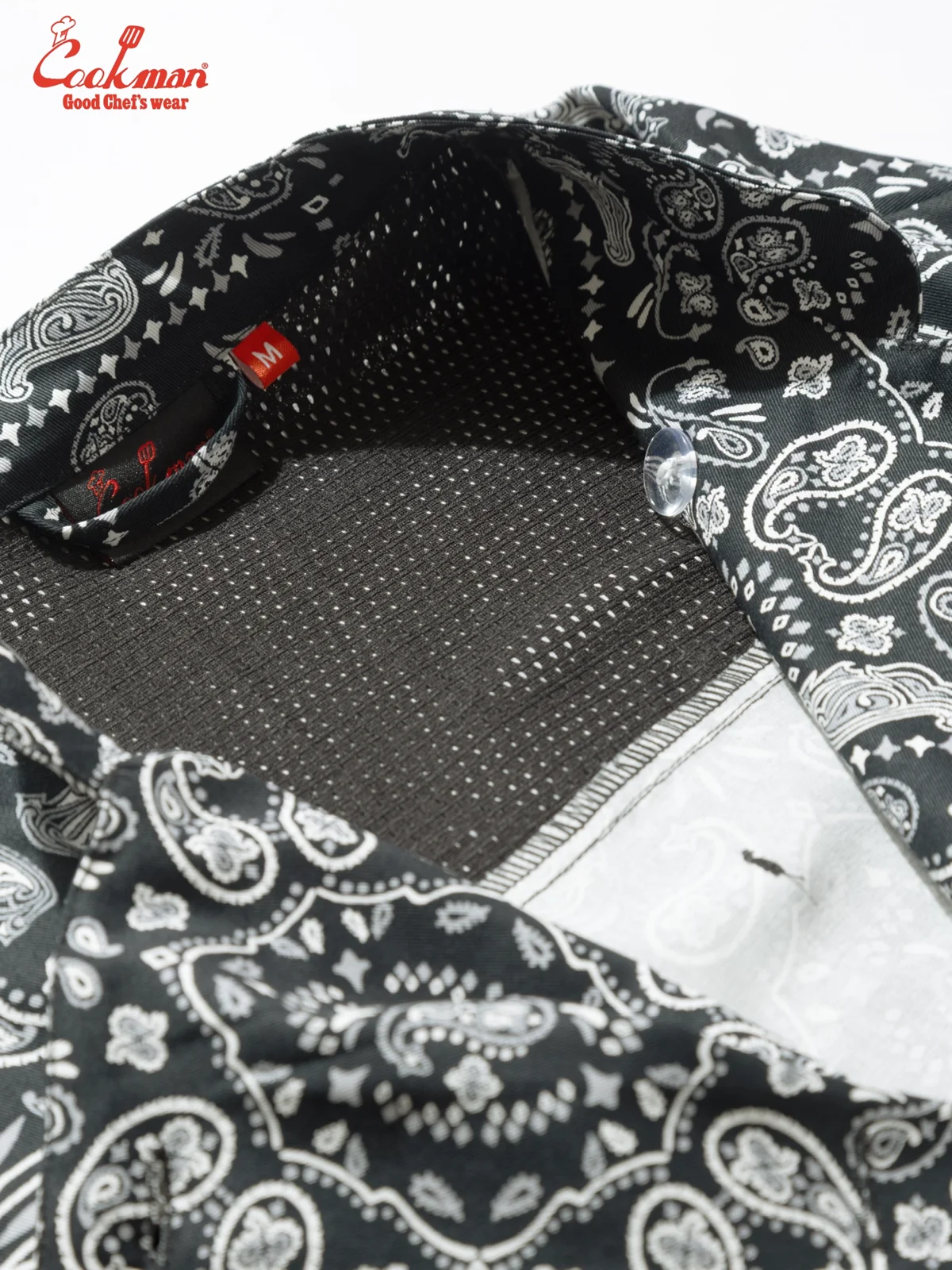 �����ե����� Chef Coat Long Sleeve Vented Paisley Black