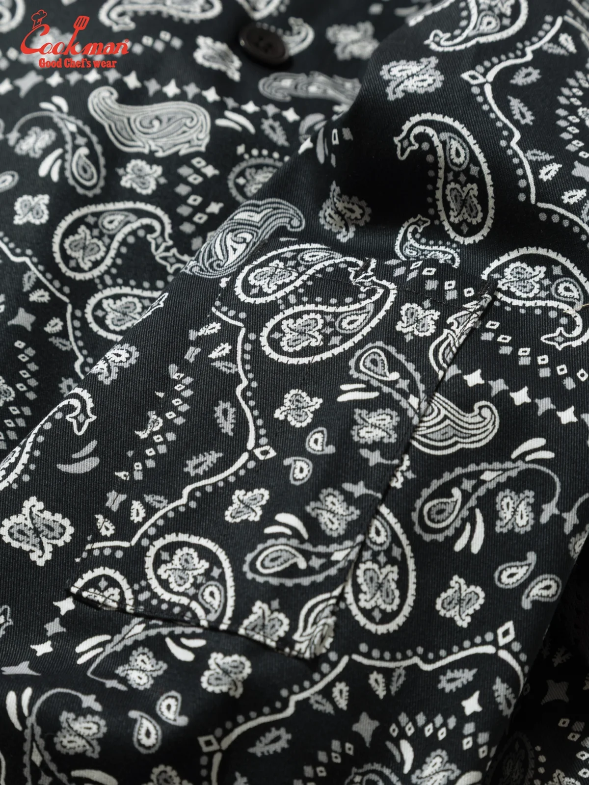 �����ե����� Chef Coat Long Sleeve Vented Paisley Black