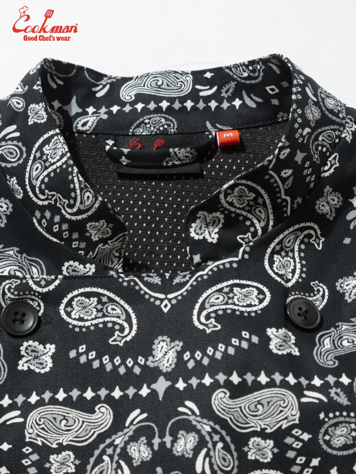 �����ե����� Chef Coat Long Sleeve Vented Paisley Black