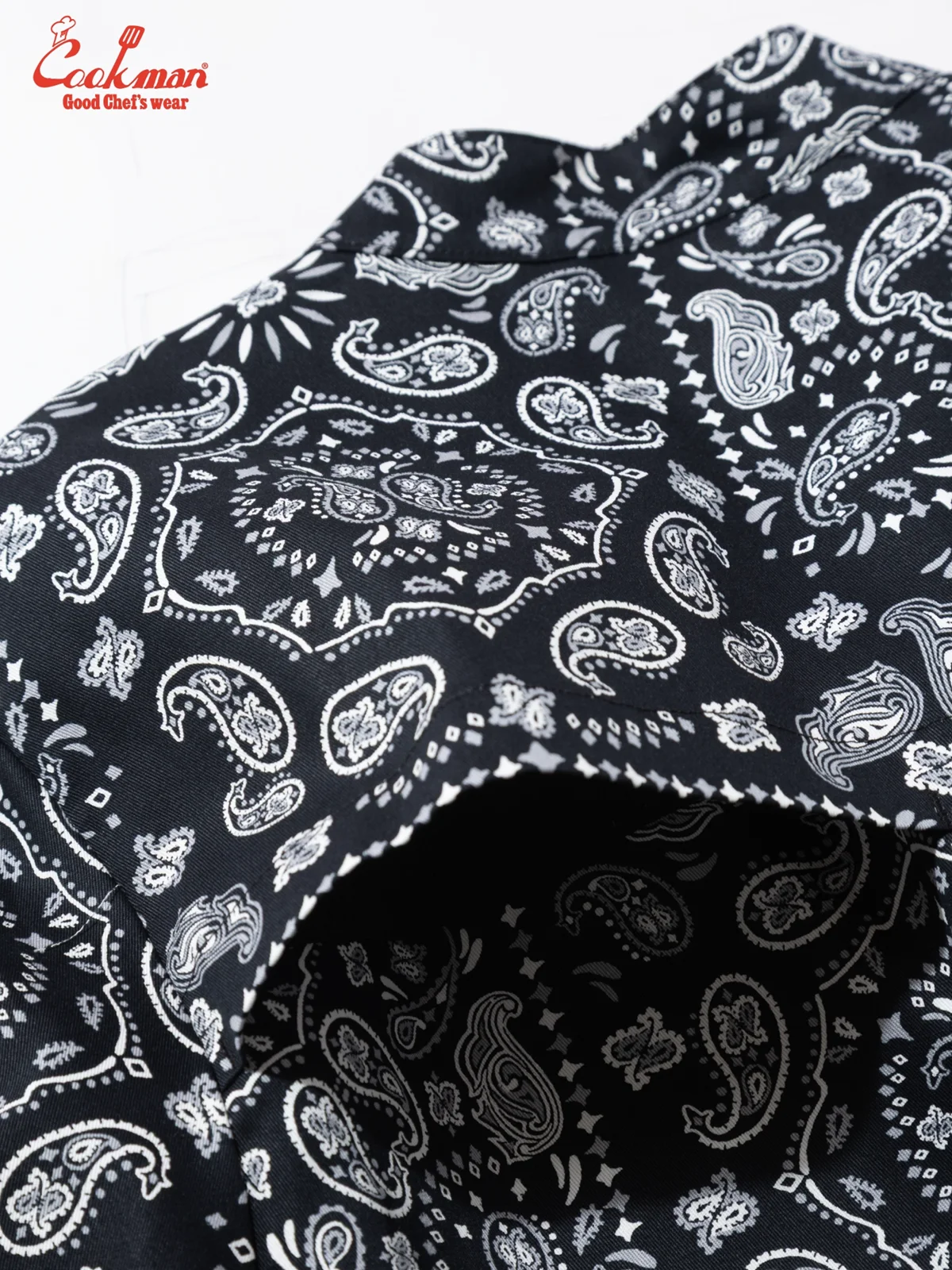 �����ե����� Chef Coat Long Sleeve Vented Paisley Black