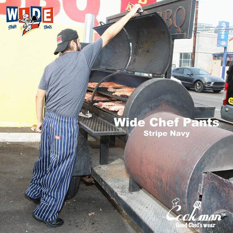 磻ɥեѥ Wide Chef Pants Stripe Navy