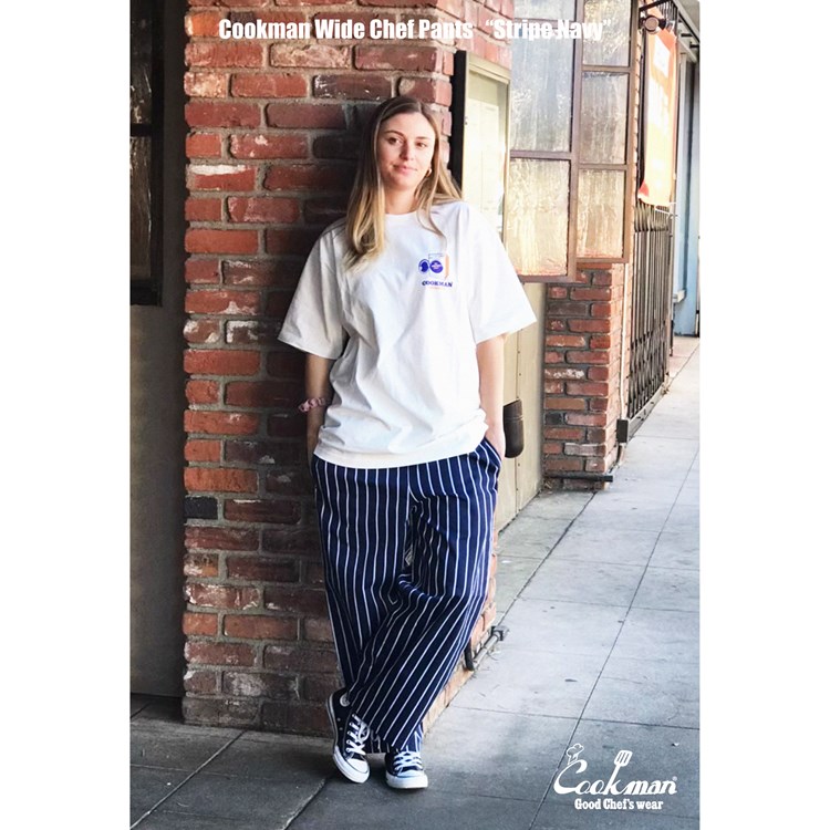 磻ɥեѥ Wide Chef Pants Stripe Navy