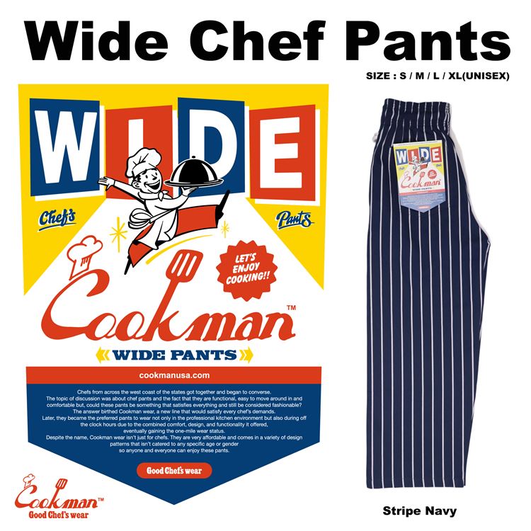 磻ɥեѥ Wide Chef Pants Stripe Navy