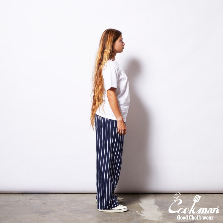 磻ɥեѥ Wide Chef Pants Stripe Navy