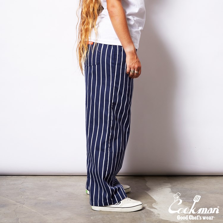 磻ɥեѥ Wide Chef Pants Stripe Navy