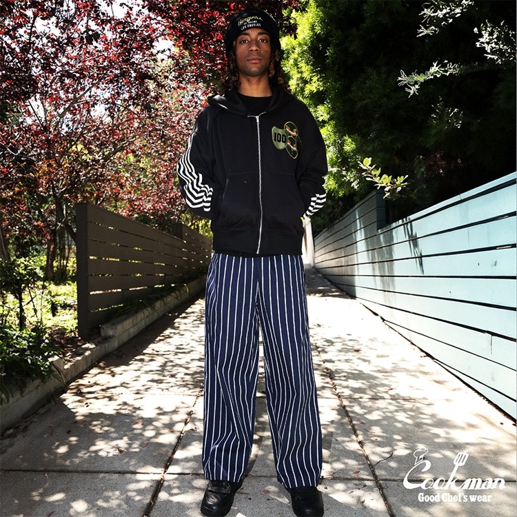 磻ɥեѥ Wide Chef Pants Stripe Navy