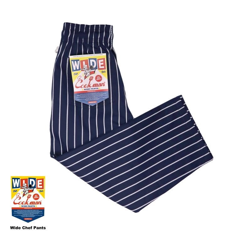 磻ɥեѥ Wide Chef Pants Stripe Navy