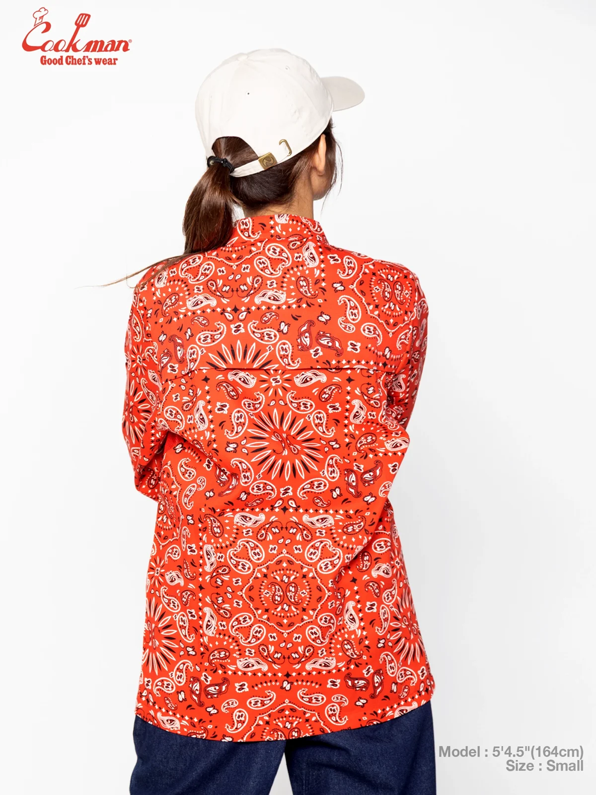 �����ե����� Chef Coat Long Sleeve Vented Paisley Red