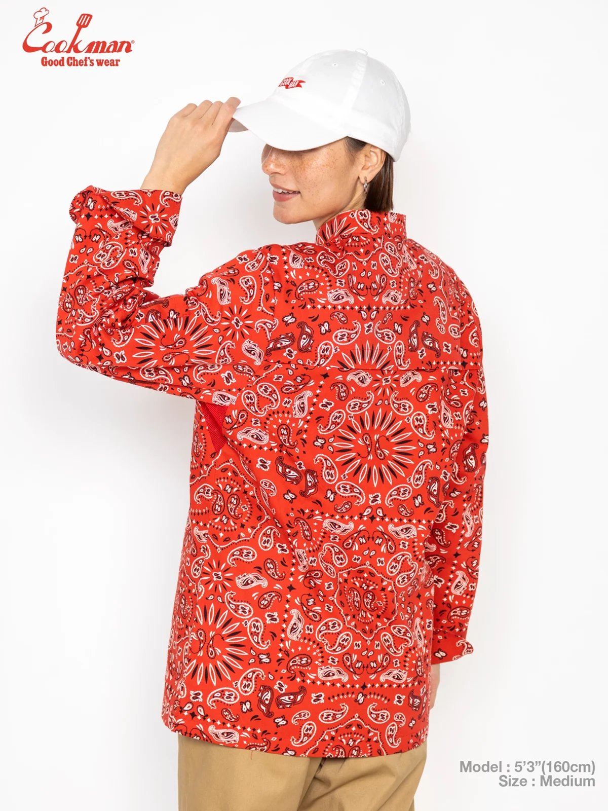 �����ե����� Chef Coat Long Sleeve Vented Paisley Red