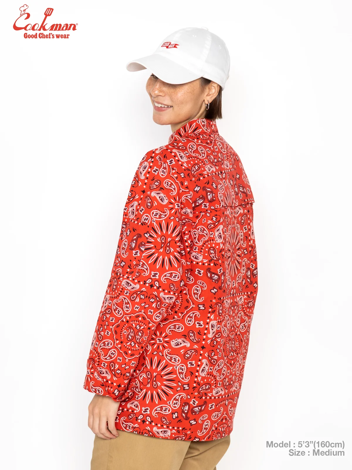 �����ե����� Chef Coat Long Sleeve Vented Paisley Red