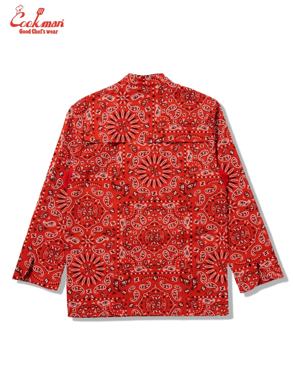�����ե����� Chef Coat Long Sleeve Vented Paisley Red