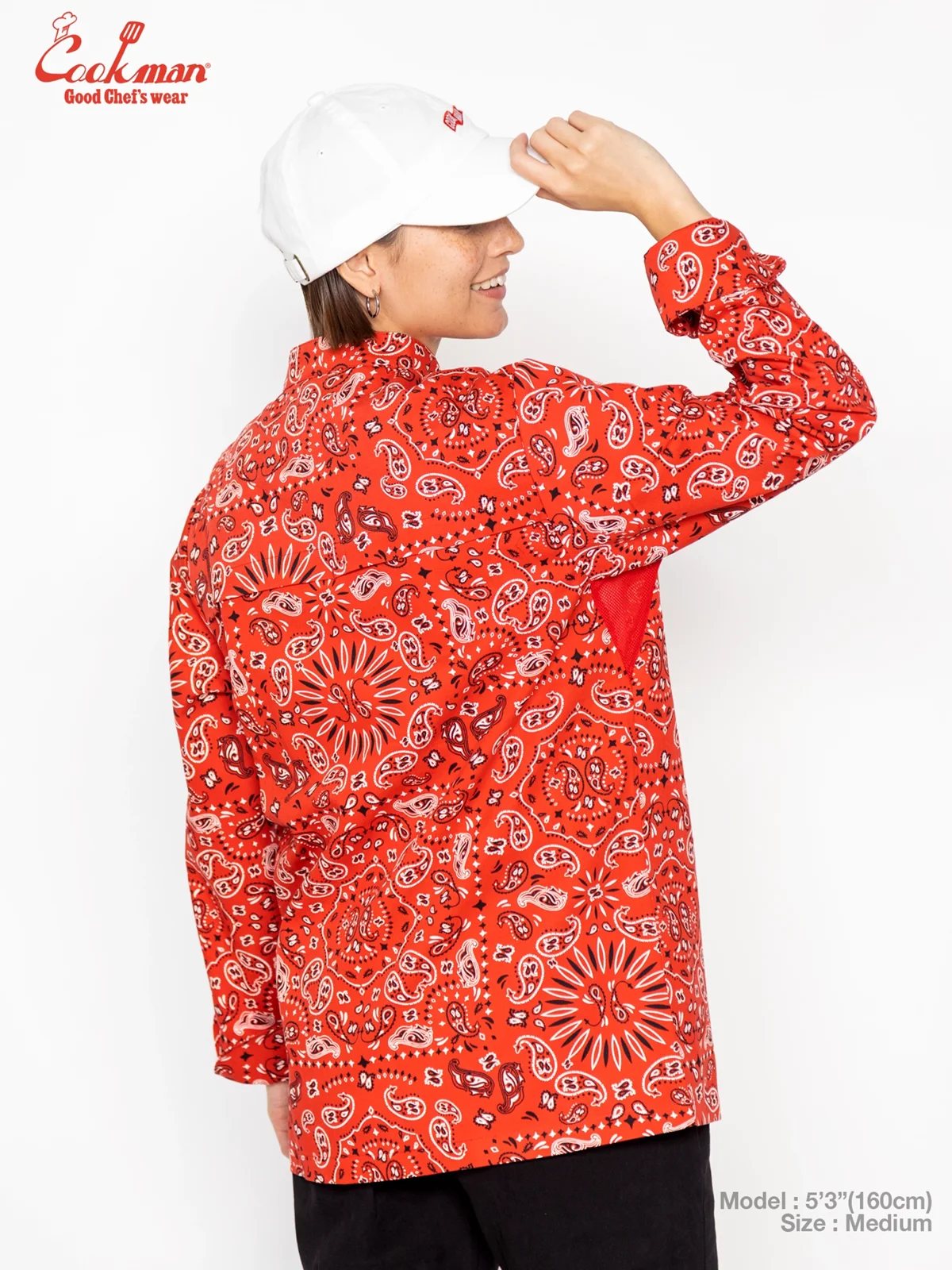 �����ե����� Chef Coat Long Sleeve Vented Paisley Red