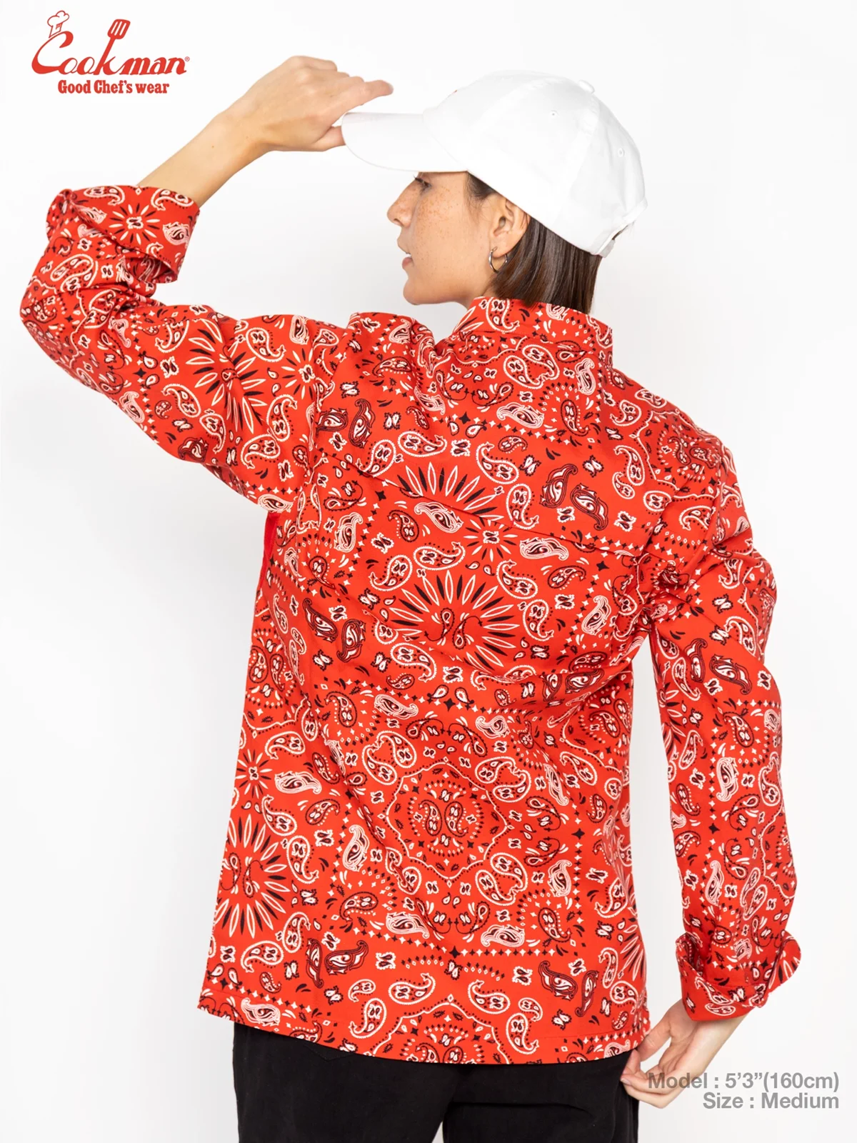 �����ե����� Chef Coat Long Sleeve Vented Paisley Red