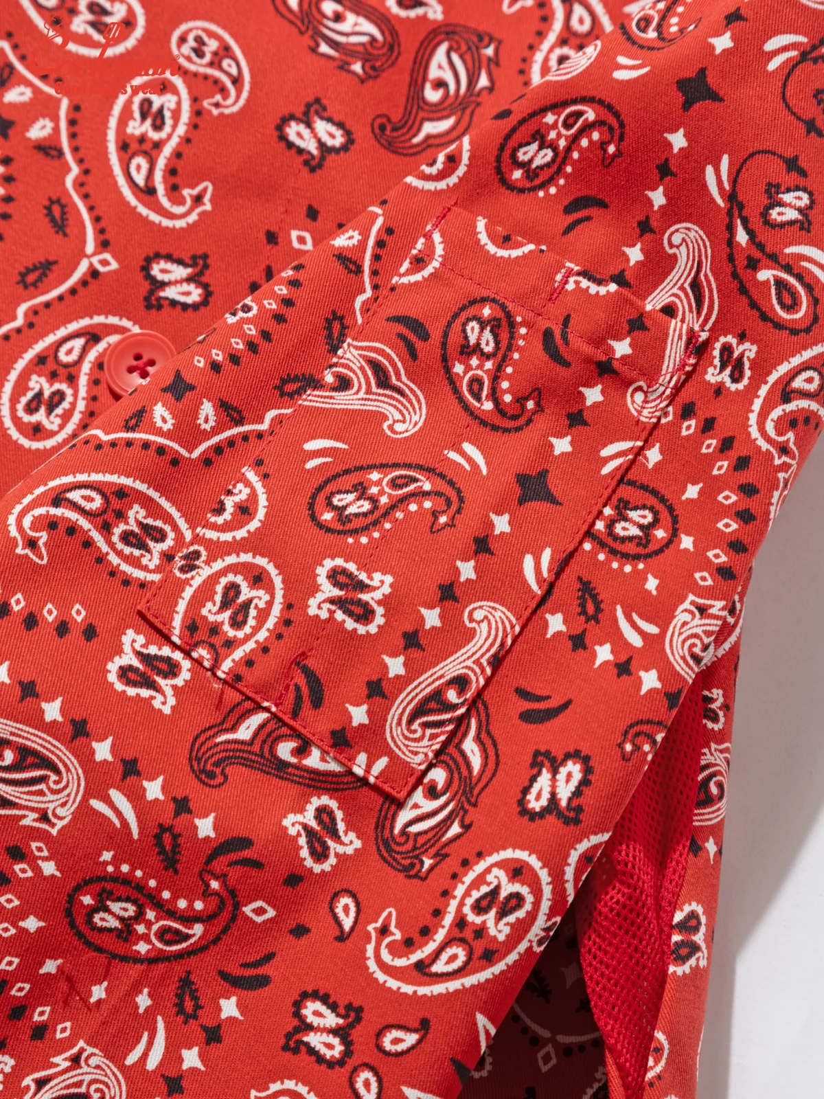�����ե����� Chef Coat Long Sleeve Vented Paisley Red