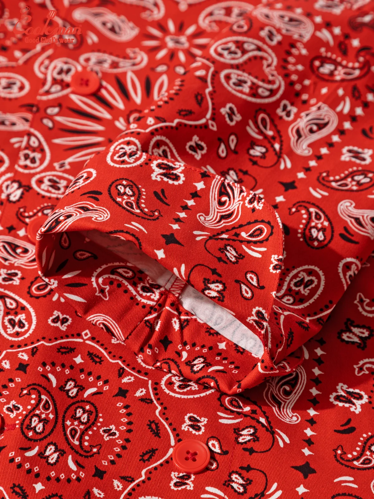 �����ե����� Chef Coat Long Sleeve Vented Paisley Red