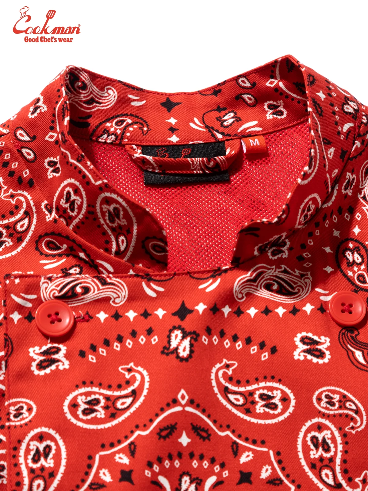 �����ե����� Chef Coat Long Sleeve Vented Paisley Red